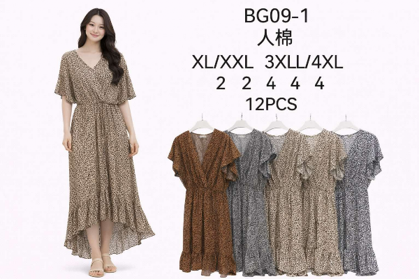 Sukienki damskie Roz XL-4XL, Mix Kolor .Paczka 12 szt